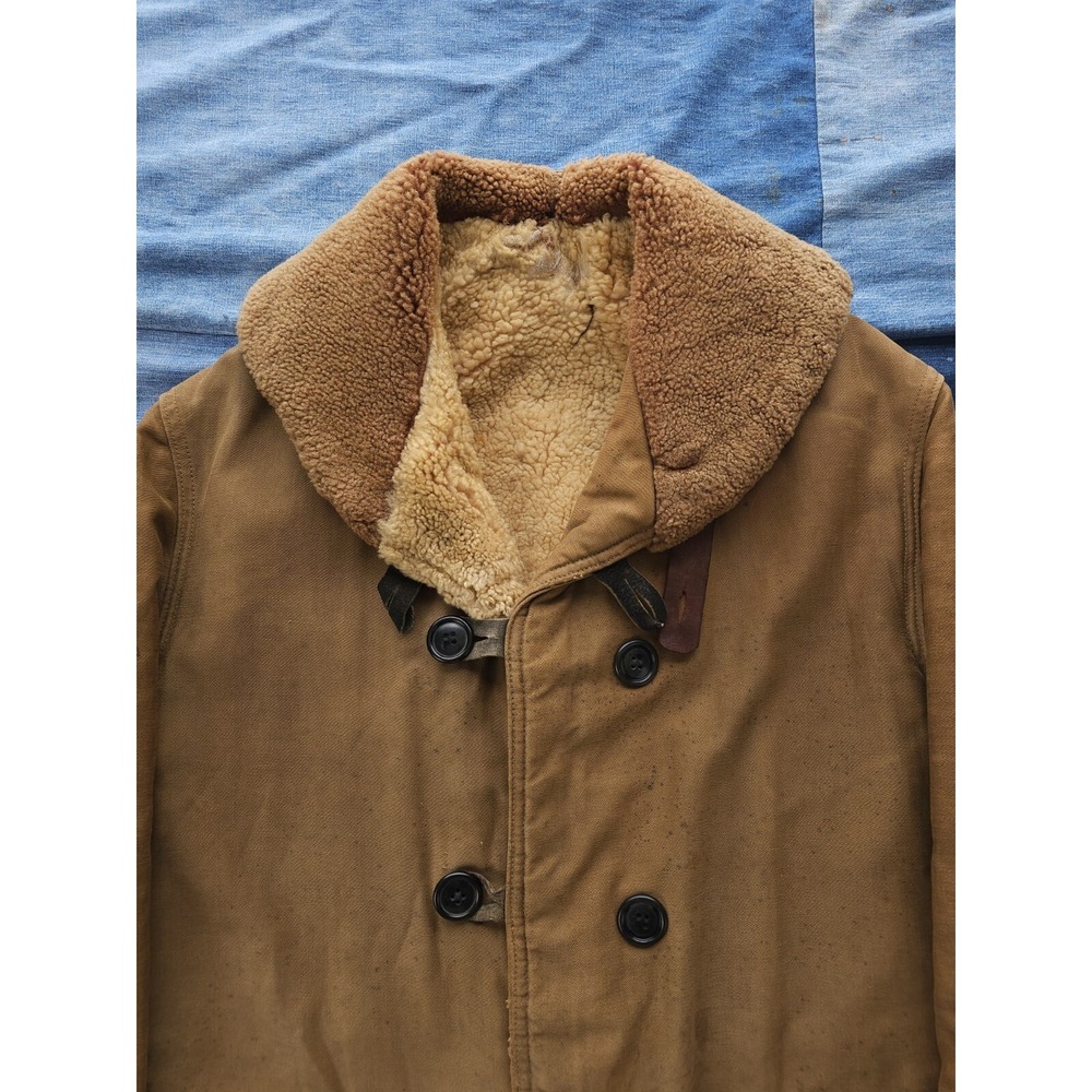 Vintage 1930s USCG Transport Mackinaw Coat Shearling Shawl Collar RARE 38 - Picture 5 of 16